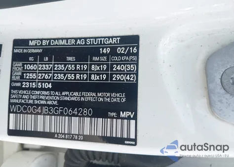 2016 Mercedes-Benz Glc 300 z USA, uszkodzony, nr VIN WDC0G4JB3GF064280